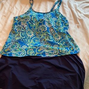 Lands End two piece swimsuit (top & skirt)